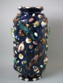 Thomas Sergent Majolica Palissy Crustacean & Shell Vase