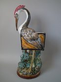 Majolica Heron with Book Flower Vase