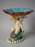 Minton Majolica Cherub Riding Dolphin Dish