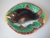 Majolica 'eat thy bread' platter with a fish