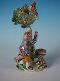 Staffordshire Prattware Tittensor-Style Squirrel Group
