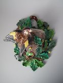 Hugo Lonitz Majolica Goldfinch & Acorns Wall Pocket