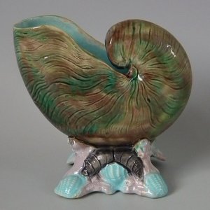 Majolica Nautilus Shell Sauceboat