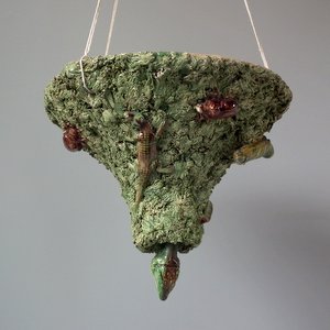 Rare Palissy Majolica Hanging Basket