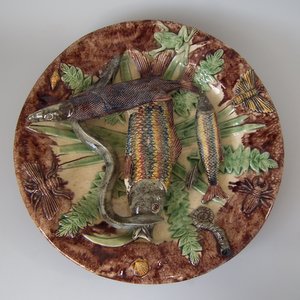Large Mafra Majolica Palissy Fish Plate