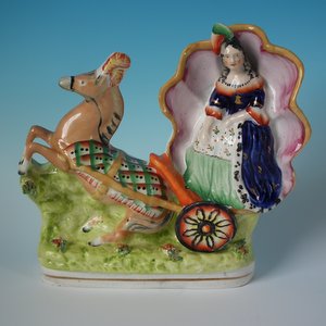 Staffordshire Cinderella in Horsedrawn Carriage Figure