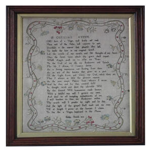 Antique Sampler, 1813, 'St Cecilia's Hymn' by Betsy Steeds