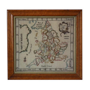 Antique Map Sampler, 1783, by Elizabeth Caroline Foskett