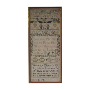 Antique Sampler, 1762, by Elizabeth Lealman
