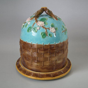 George Jones Majolica Cheese Dome and Stand
