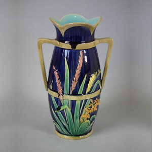 Brownfield Majolica Barrel & Corn Vase