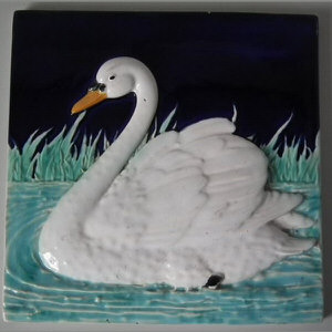 George Jones Majolica Swan tile