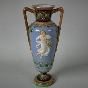 Minton Majolica Two Handled Classical Vase