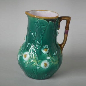 Small Minton Majolica Leaf & Flowers Pitcher