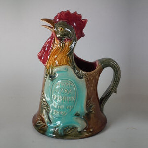 Desvres Majolica cockerel pitcher