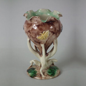 Thomas Sergent Majolica Palissy squid posy holder