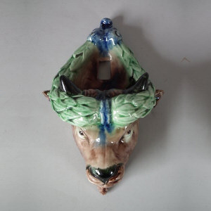 Thomas Sergent Majolica Bull's Head Wall Pocket