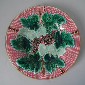 Boch Freres Majolica Grapes in Pink Basket Plate