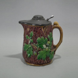 Minton Majolica Acorn and Snail Jug/pitcher
