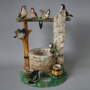 Delphin Massier Majolica Birds around a Well