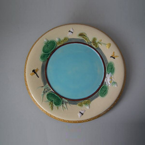 Brownfield Majolica Lily & Insect Circular Platter