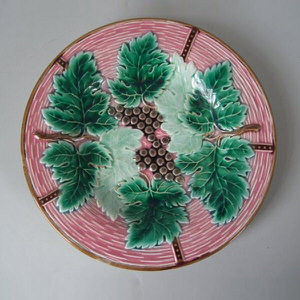 Boch Freres Majolica Grapes in Pink Basket Plate