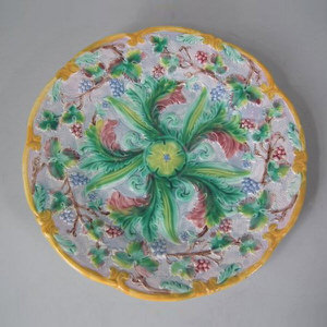 English Majolica Grapes Plate