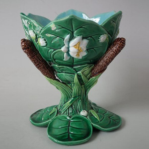 George Jones Majolica Lily Sweetmeat Dish