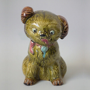John Ford & Co.??? Scottish Majolica Puppy Figure