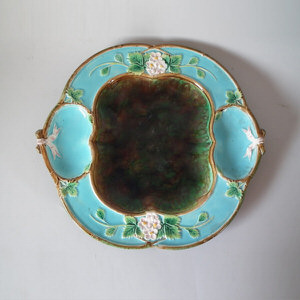 George Jones Majolica strawberry dish