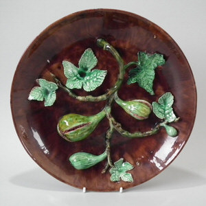 Caldas Majolica Palissy fig wall plate