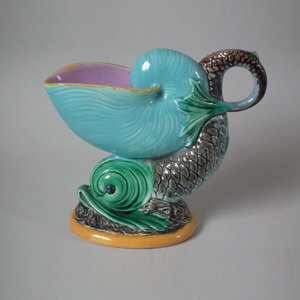 George Jones Majolica dolphin pitcher