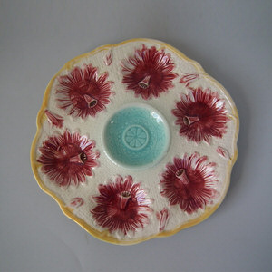 Samuel Lear Majolica flower Oyster plate