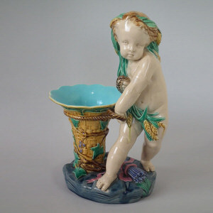 Minton Majolica Putti Posy Vase