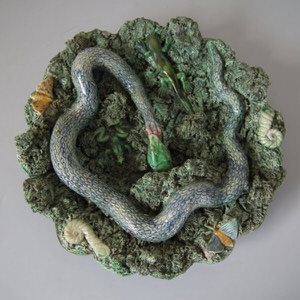 Cuhna Majolca Palissy Snake & Lizard Wall Plate
