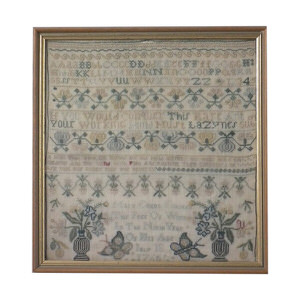 Antique Sampler, 1765 Silkwork Sampler Mary Coxon