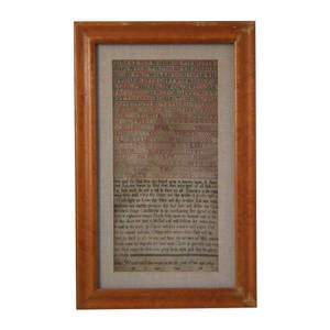 Antique Sampler, 1736 Lord's Prayer Sampler by Alice Wood