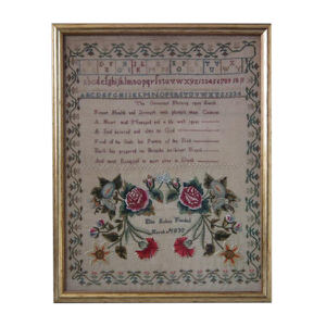 Antique Sampler, 1832 'Blessing upon Earth' Sampler by Eliza Kelsey
