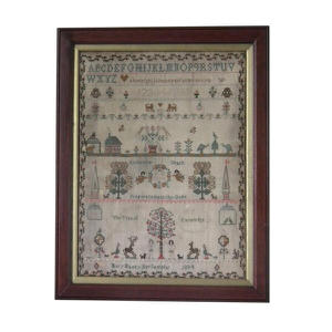 Antique Sampler, 1804 Adam and Eve Motif Sampler by Mary Masey