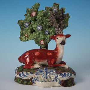 Staffordshire Pottery Pearlware stag bocage figure