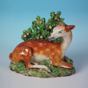Staffordshire Pottery Pearlware deer bocage figure