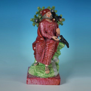 Staffordshire Pearwlare Elijah and the Ravens Figure