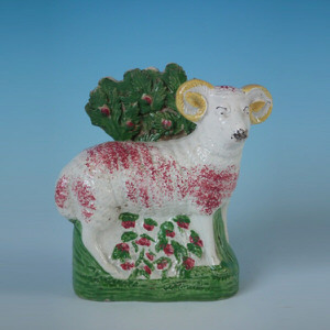 Staffordshire Pearlware ram bocage figure