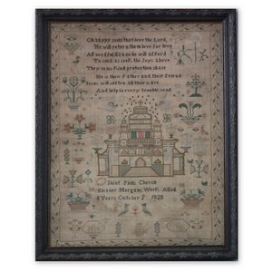 Antique Saint Pauls Church Sampler, 1828, Eleanor Morgan