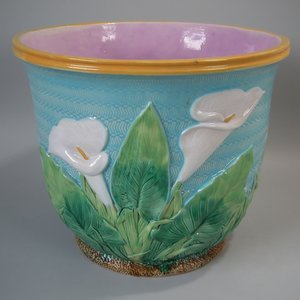 George Jones Majolica Calla Lily Jardiniere