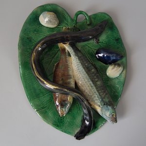 Alfred Renoleau French Palissy Majolica Wall Plaque
