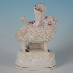Staffordshire Sheep Spill Vase